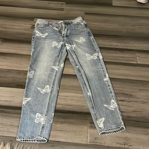 Pacsun ultra high waisted jeans with butterfly design